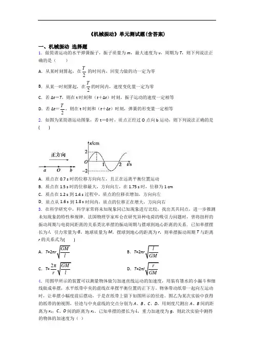 《机械振动》单元测试题(含答案)