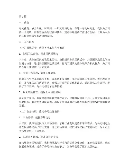 副职个人年度总结范文(3篇)