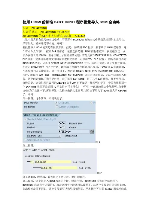 使用LSMW的标准BATCH INPUT程序批量导入BOM实操截图说明