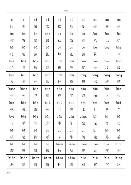 小学3500常用汉字大全(带拼音)