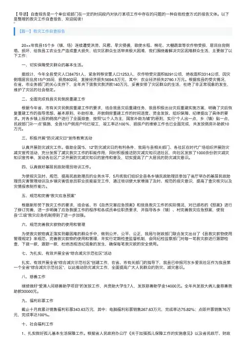 救灾工作自查报告3篇