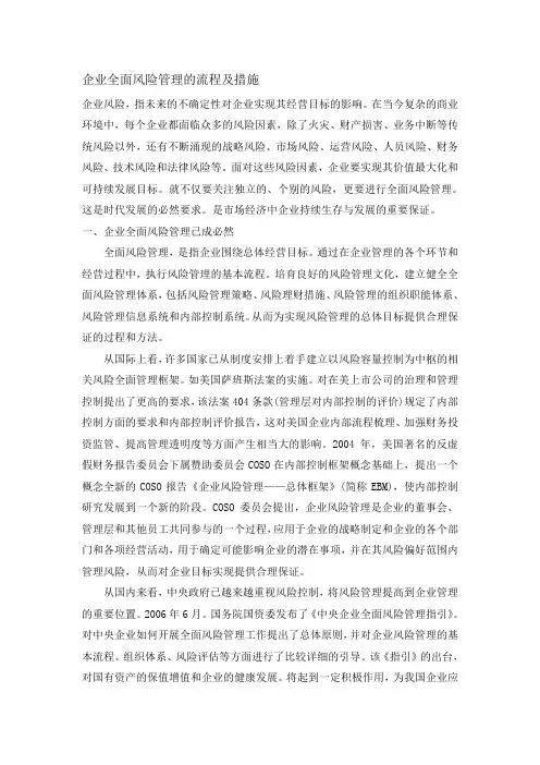 企业全面风险管理的流程及措施