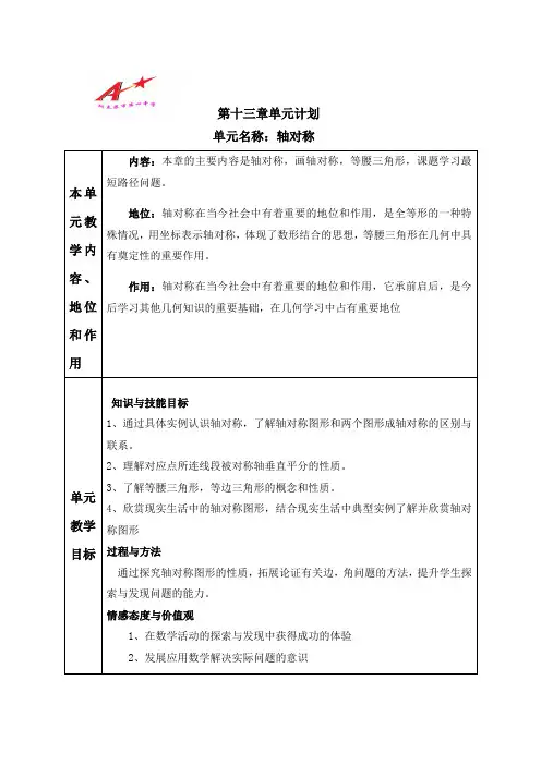 第13章轴对称单元计划