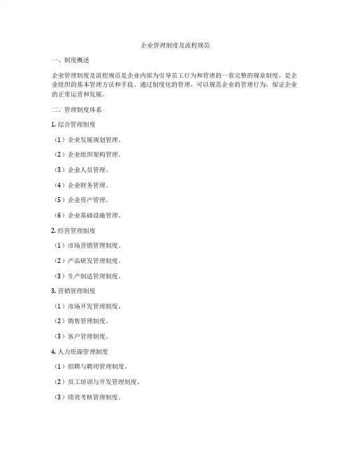 企业管理制度及流程规范