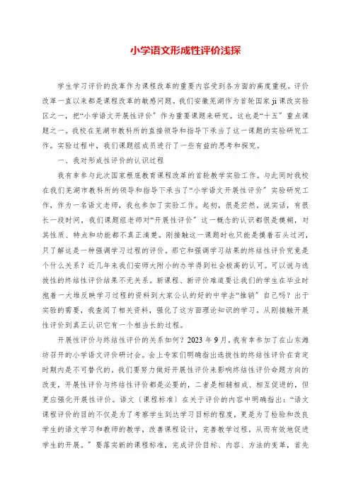 2023年小学语文形成性评价浅探作文