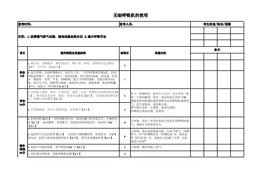 无创呼吸机使用考核评价标准