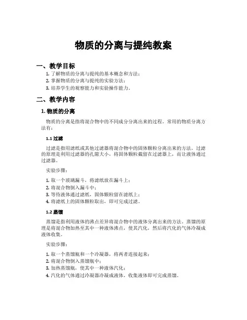 物质的分离与提纯教案