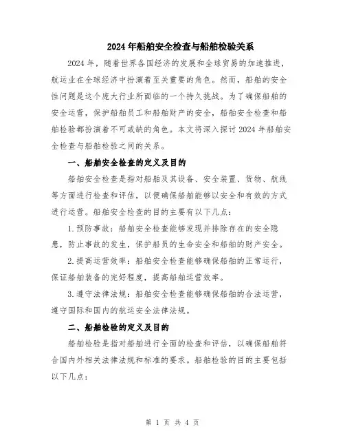 2024年船舶安全检查与船舶检验关系