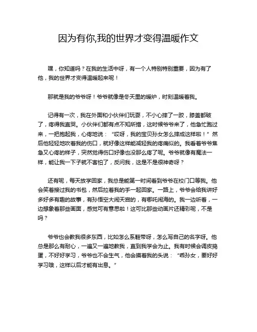 因为有你,我的世界才变得温暖作文