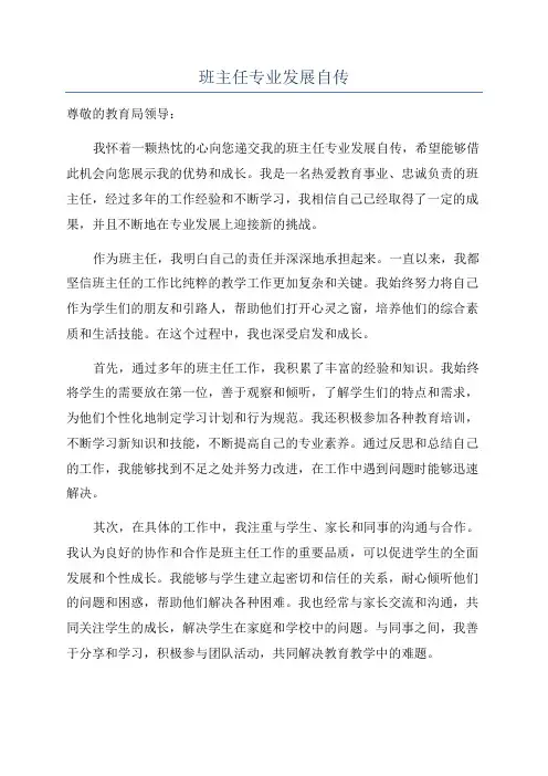班主任专业发展自传