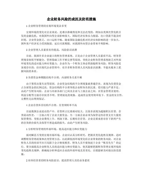 企业财务风险的成因及防范措施