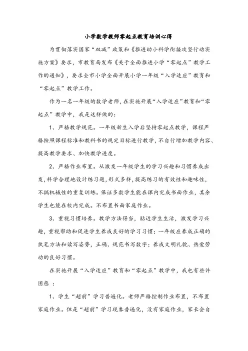小学数学教师零起点教育培训心得