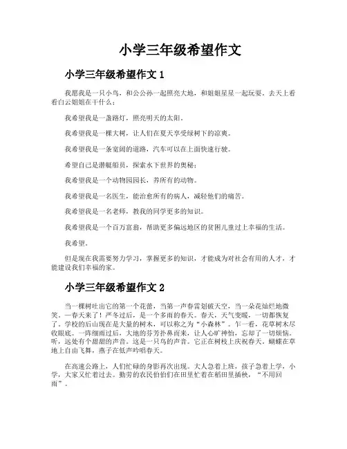 小学三年级希望作文