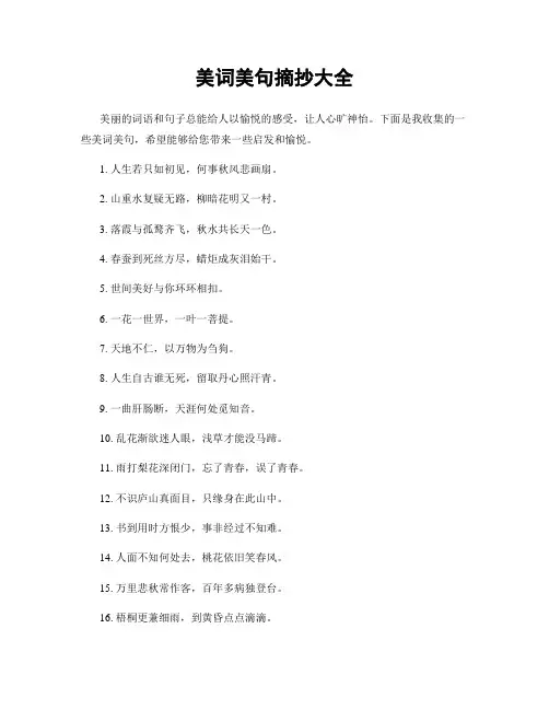 美词美句摘抄大全