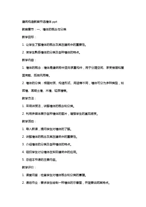 建筑构造教案节选墙体