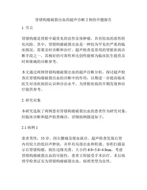 肾错构瘤破裂出血的超声诊断2例的开题报告