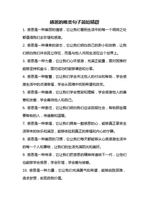 感恩的唯美句子简短精辟