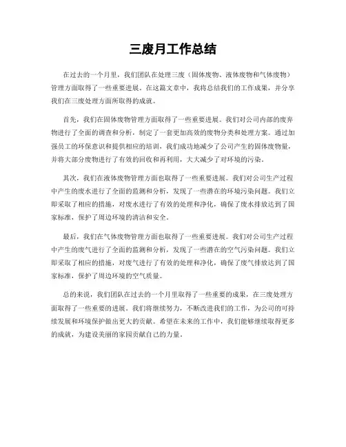 三废月工作总结