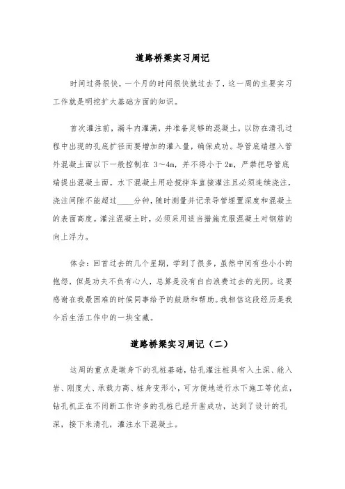 道路桥梁实习周记（五篇）