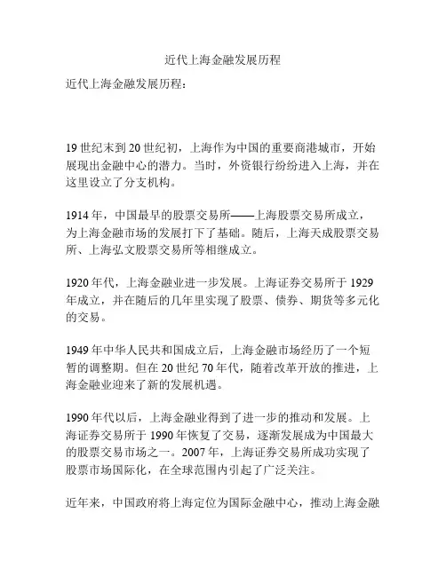 近代上海金融发展历程