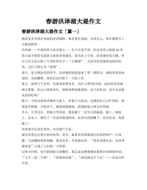 春游洪泽湖大堤作文