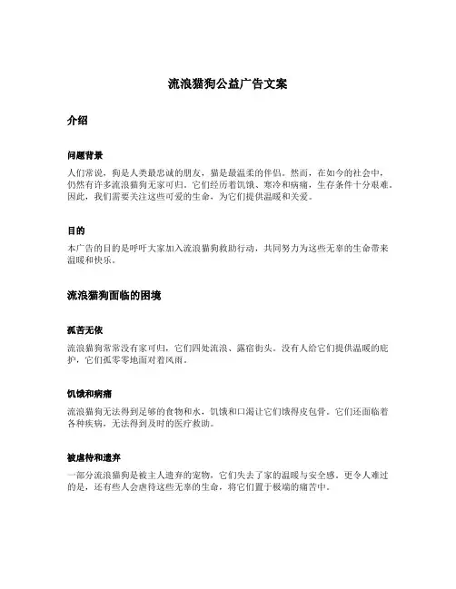 流浪猫狗公益广告文案