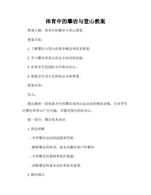 体育中的攀岩与登山教案