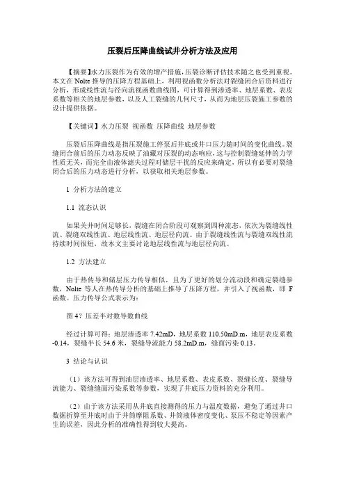 压裂后压降曲线试井分析方法及应用