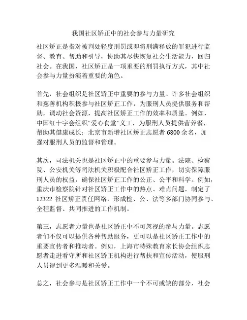 我国社区矫正中的社会参与力量研究