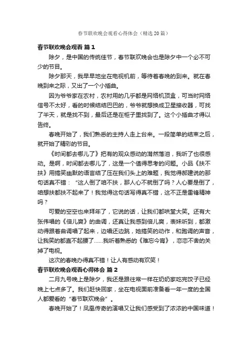 春节联欢晚会观看心得体会（精选20篇）