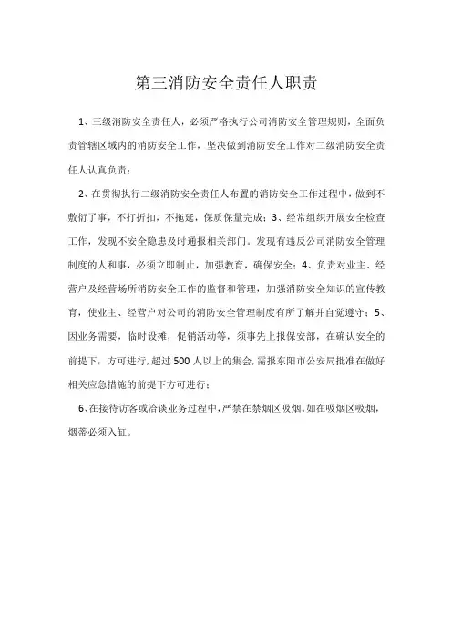 第三消防安全责任人职责模板范本