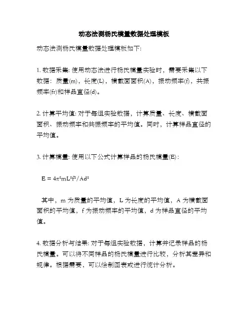 动态法测杨氏模量数据处理模板