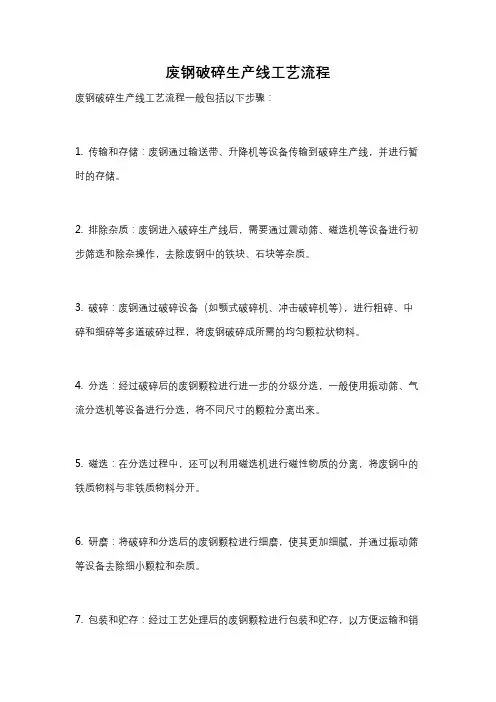 废钢破碎生产线工艺流程
