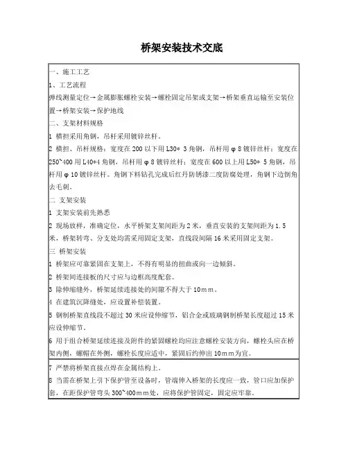 桥架安装技术交底