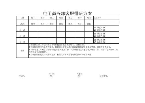 电商客服排班表