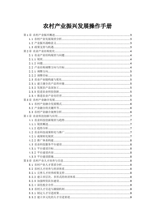 农村产业振兴发展操作手册