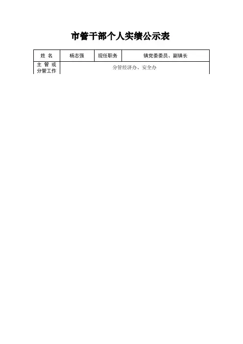 管干部个人实绩公示表