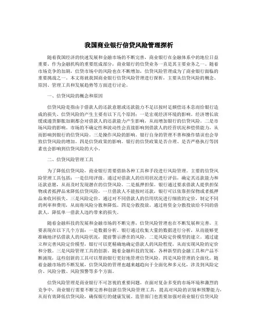 我国商业银行信贷风险管理探析