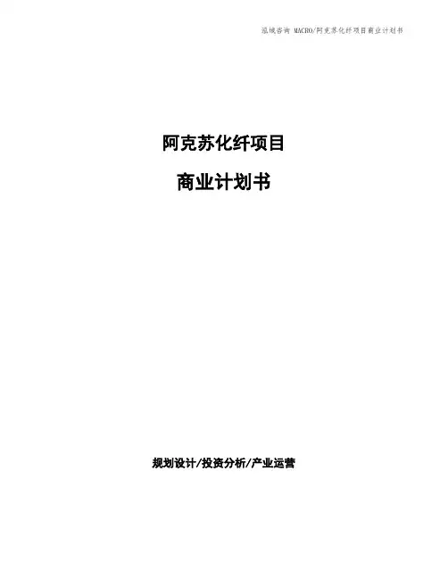 阿克苏化纤项目商业计划书