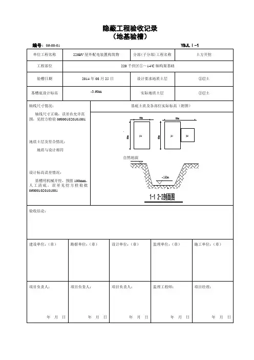 220地基验槽隐蔽记录