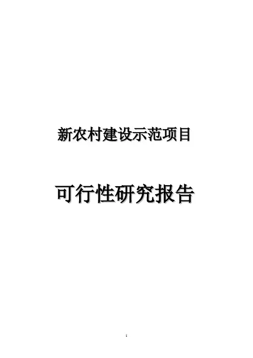 新农村建设可行性研究报告