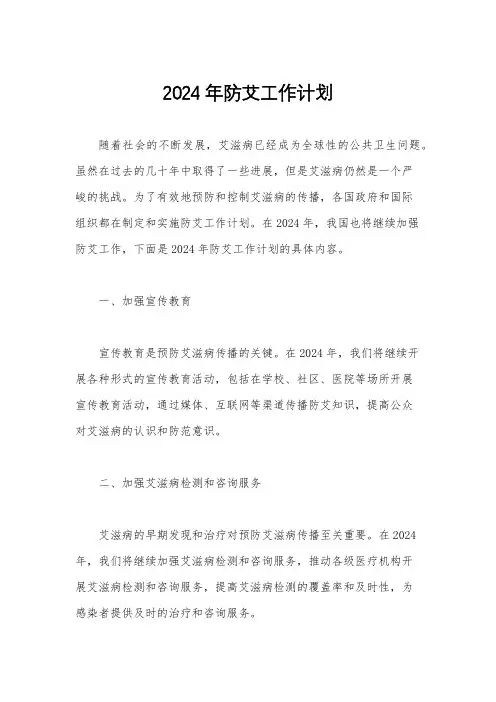 2024年防艾工作计划