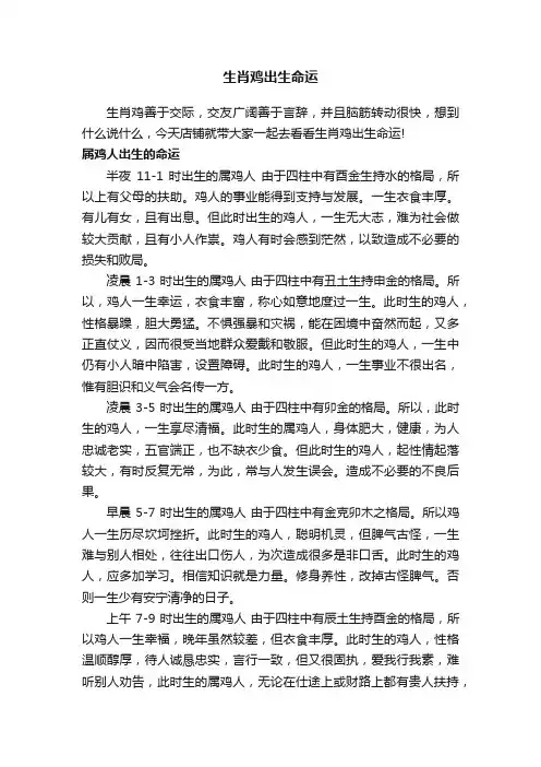 生肖鸡出生命运