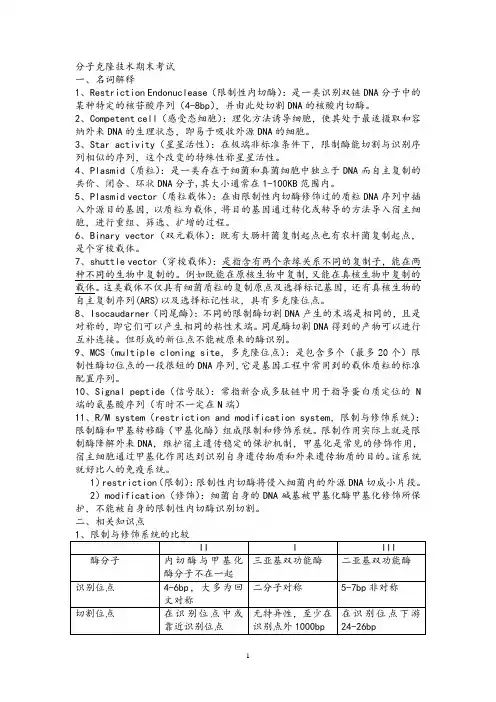 基因工程期末复习资料
