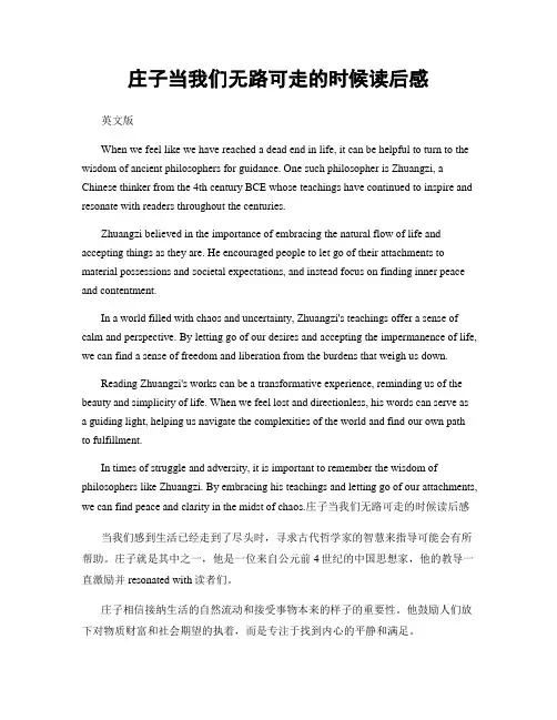 庄子当我们无路可走的时候读后感