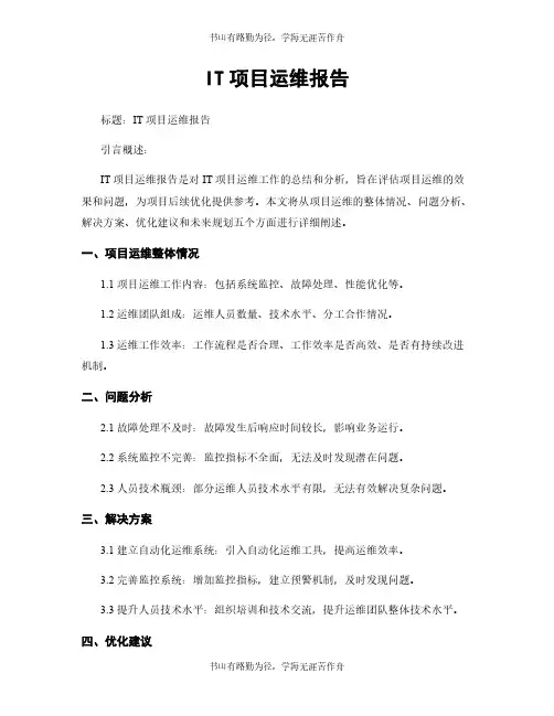 IT项目运维报告