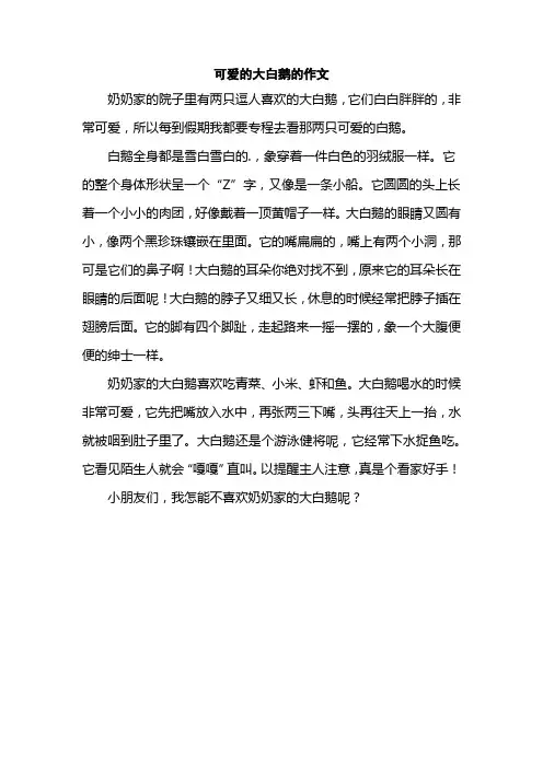 可爱的大白鹅的作文