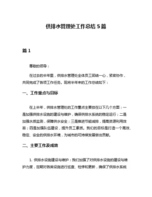 供排水管理处工作总结5篇