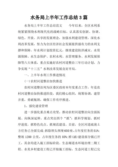 水务局上半年工作总结3篇