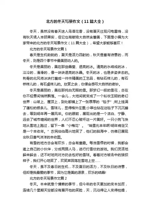 北方的冬天写景作文（11篇大全）